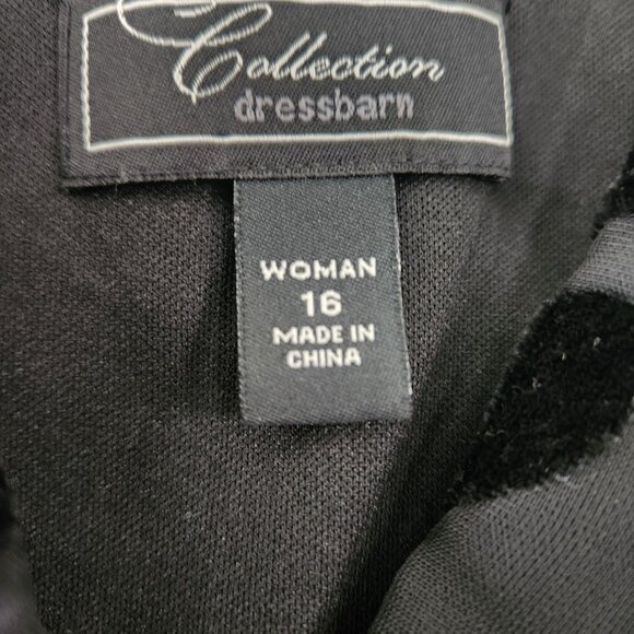 Black Velvet Brocade Burnout Asymmetrical Hem Dress - Worn once! Sz 16 - Picture 3 of 5